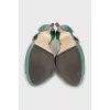 Green patent leather sandals