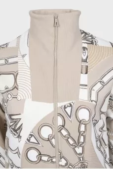 Printed suit consisting of a zip-up hoodie and a skirt