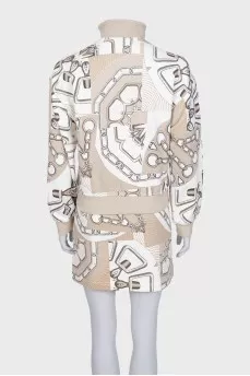 Printed suit consisting of a zip-up hoodie and a skirt