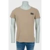 Brown men's T-shirt with black logo