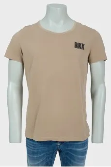 Brown men's T-shirt with black logo