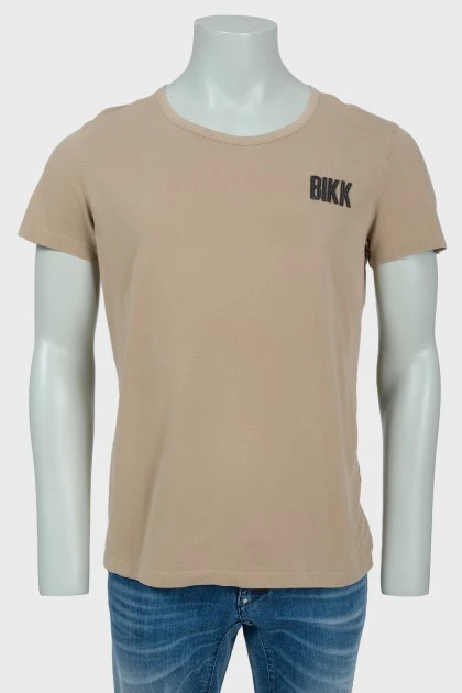Brown men's T-shirt with black logo
