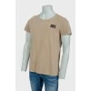 Brown men's T-shirt with black logo