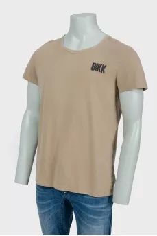Brown men's T-shirt with black logo