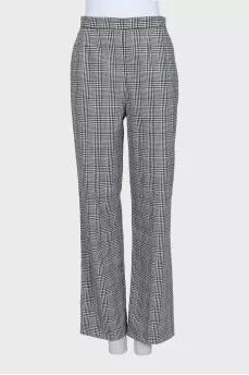 Black and white checkered straight trousers