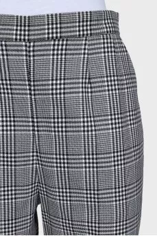 Black and white checkered straight trousers
