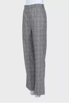 Black and white checkered straight trousers