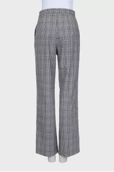 Black and white checkered straight trousers