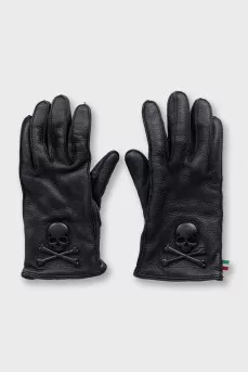 Men's black gloves with logo