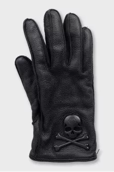 Men's black gloves with logo