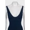 Blue one-piece swimsuit with tag