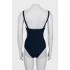 Blue one-piece swimsuit with tag