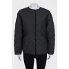 Black quilted straight-cut jacket