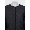 Black quilted straight-cut jacket