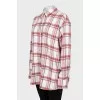 Белая oversize рубашка в клетчатый принт