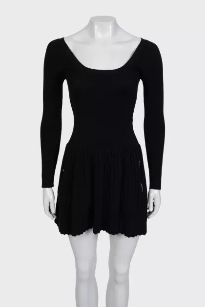 Black dress made of wool and silk