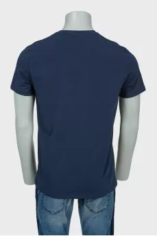 Dark blue men's T-shirt with a green dragon