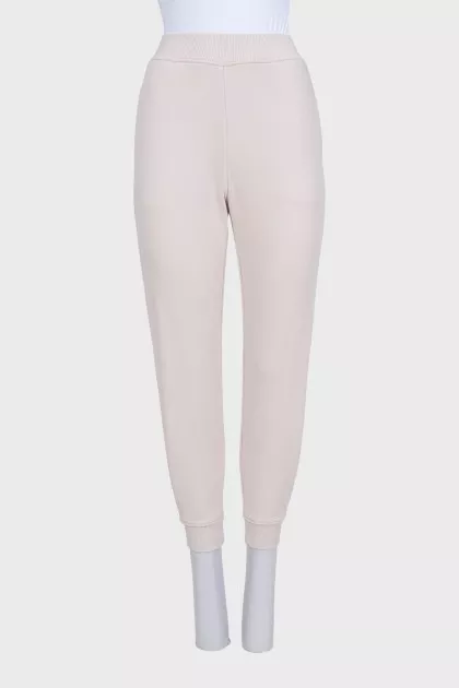 Beige sports tapered trousers