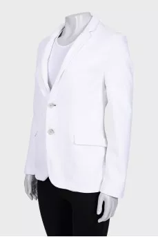 White single-breasted button-down jacket