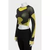 Cropped sports top with long sleeves