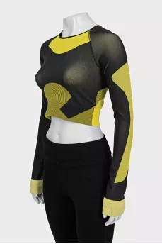 Cropped sports top with long sleeves