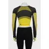 Cropped sports top with long sleeves