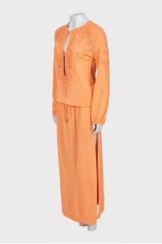 Orange dress with perforations