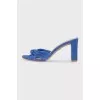 Blue suede mules