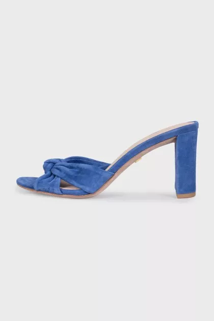 Blue suede mules