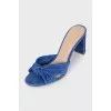 Blue suede mules