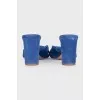 Blue suede mules