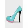 Patent leather open-toe heels