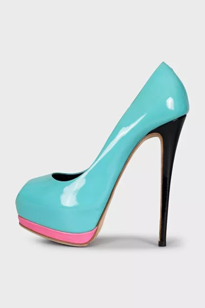 Patent leather open-toe heels