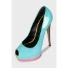 Patent leather open-toe heels