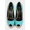 Patent leather open-toe heels