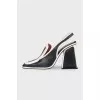 Two-tone leather square-toe slingbacks