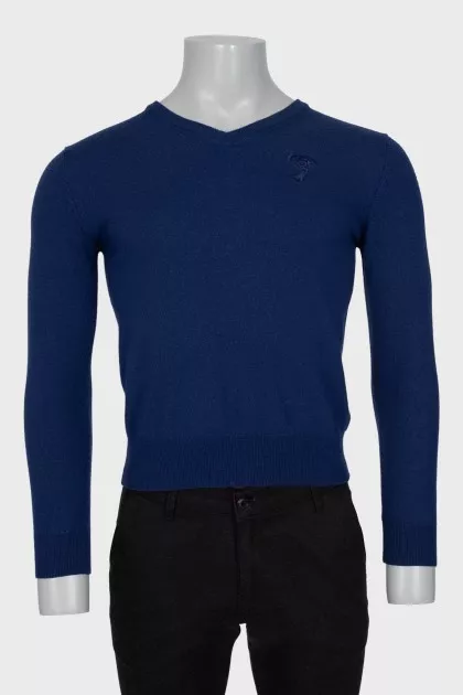 Men's blue wool pullover