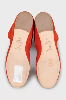 Orange suede slip-on boots