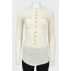 Milk jumper with golden metal buttons