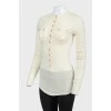 Milk jumper with golden metal buttons