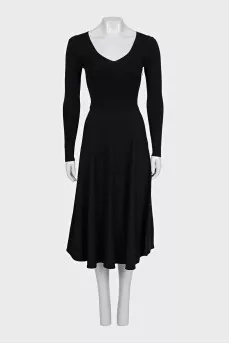 Black fitted dress with a V-neck