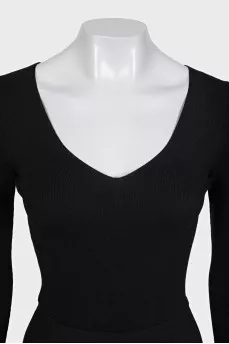 Black fitted dress with a V-neck