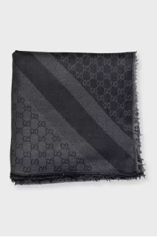 Wool and silk scarf with signature print
