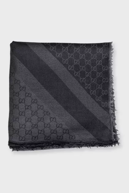 Wool and silk scarf with signature print