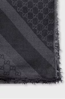 Wool and silk scarf with signature print