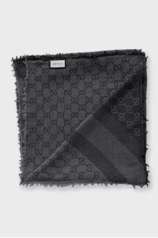 Wool and silk scarf with signature print