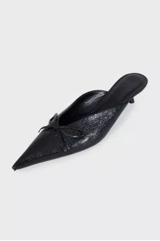 Кожаные мюли kitten heel