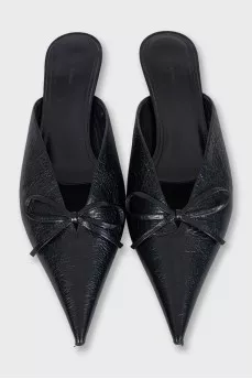 Кожаные мюли kitten heel