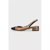 Gold slingbacks with contrast toe