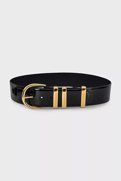 Black patent leather belt
